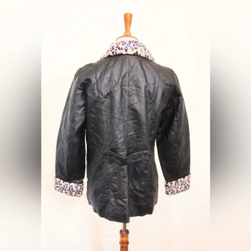 VINTAGE LEATHER LEOPARD COAT